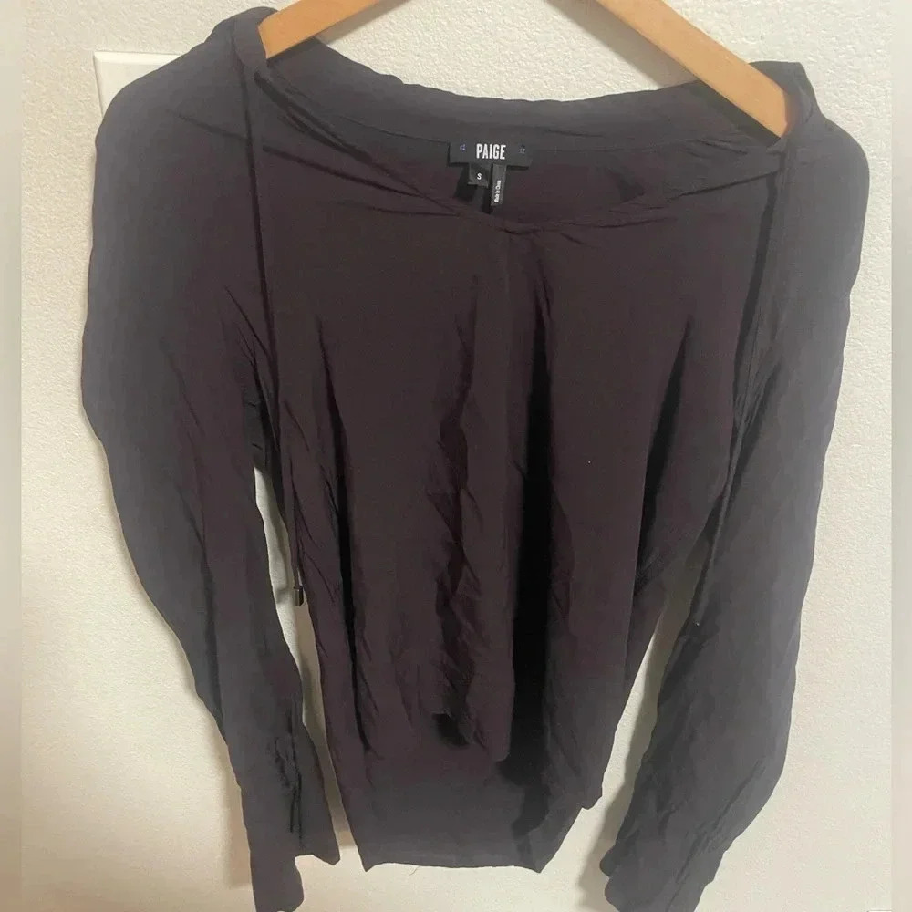 Paige long‎ sleeve purple blouse size Small